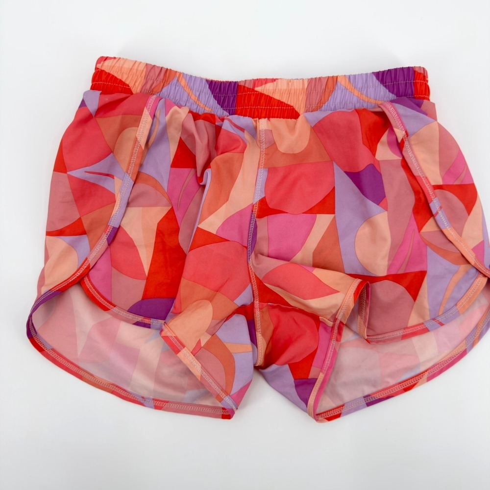 All in Motion Girls Pink Geometric Running Shorts Size L 10/12 Activewear